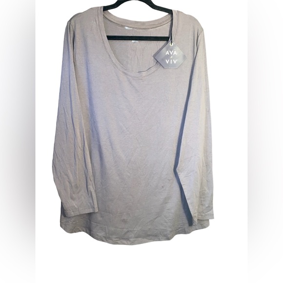 Ava & Viv™ Women's Plus Size Long Sleeve Relaxed T-Shirt Size 2X (20W/22W) Plum - Picture 4 of 10